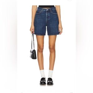 Agolde Dame Dark Indigo High-Rise Denim Shorts